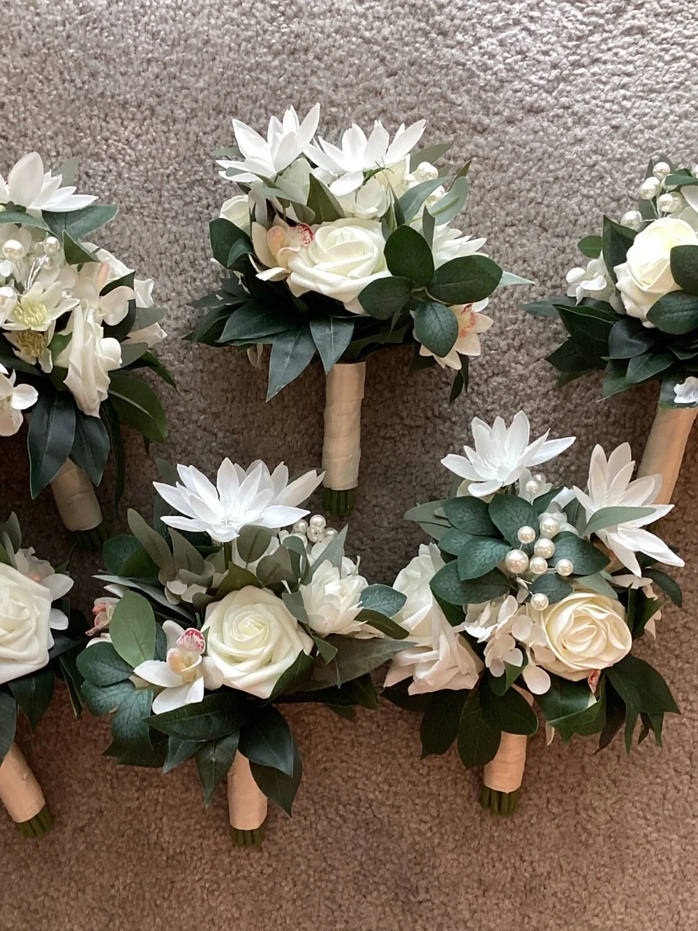 Elegant White Rose and Greenery Bouquet - 6 included